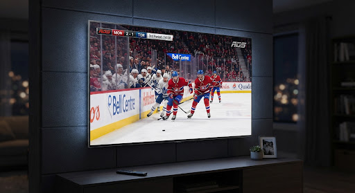 Match de hockey en direct en HD sur une télé de salon
