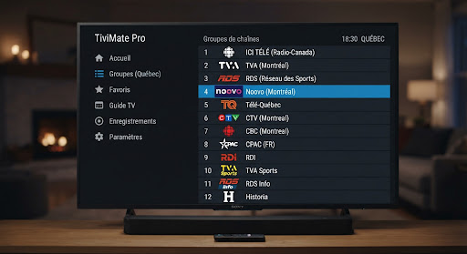 Chaînes québécoises (ICI Télé, TVA, RDS, Noovo, Télé-Québec) dans la liste de TiviMate