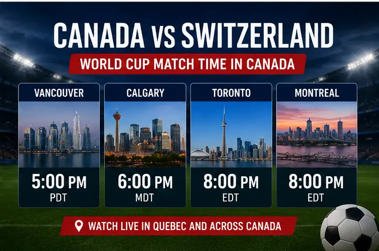Canada vs Suisse World Cup kickoff time in Quebec