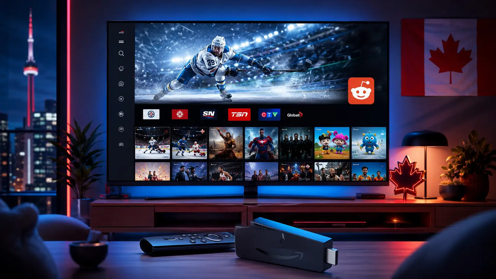 NHL game watched live on a TV in Canada without cable